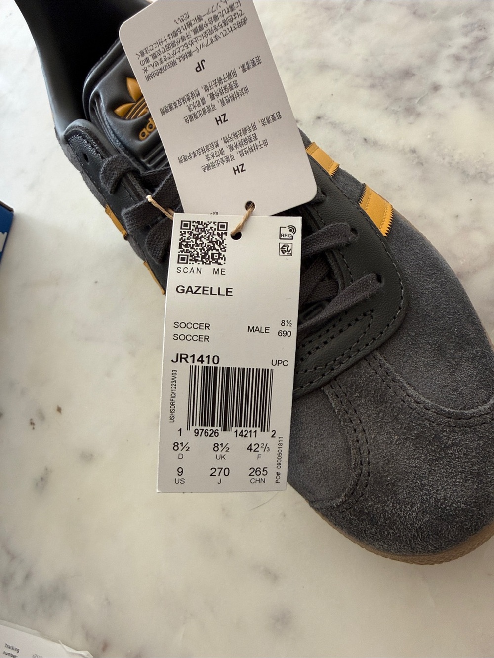 adidas Manchester United Grey and Yellow Suede Sneakers - Picture 6 of 7